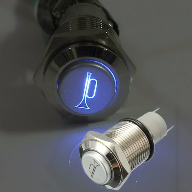 Socket Plug+12V 16mm Momentary RED LED Marine Car  Horn Push Button Light Switch